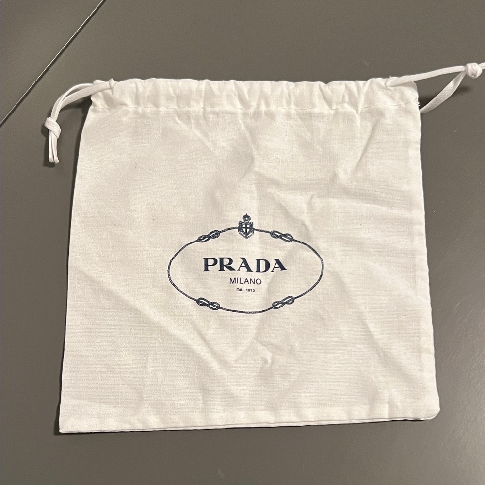 Prada White Logo Drawstring Dust Bag